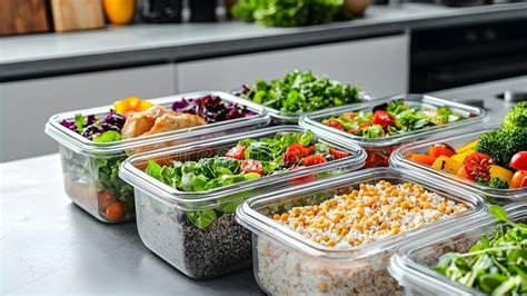 Freshly Prepared Balanced Meal Choices Displayed Neatly in Organized ...