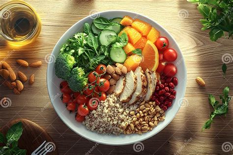 Balanced Healthy Meal Plate with Chicken, Rice, and Vegetables Stock ...