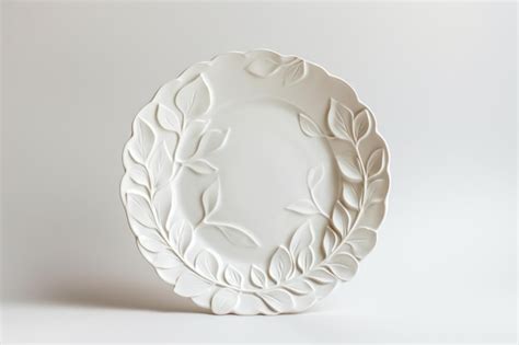 Premium Photo | Vintage white minimalist plate with botanical elements