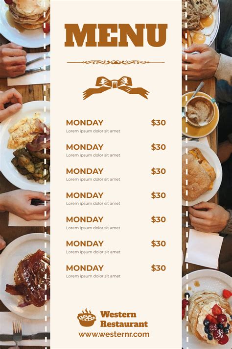 Simple Brown Menu Of Western Restaurant | Menu Template