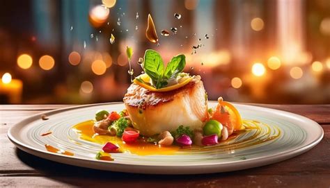 Premium Photo | Beautifully plated gourmet dish with artistic presentation