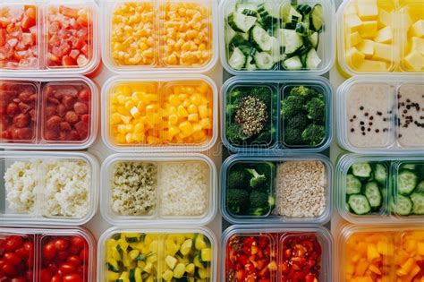 Assorted Fresh Fruits and Vegetables in Plastic Containers for Meal ...