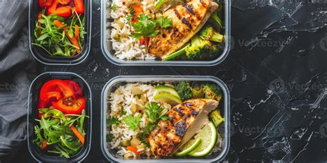 Containers of well-organized meal prep with a healthy balance of ...