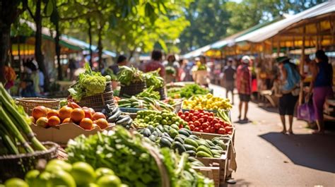 Premium AI Image | A Photo of a Lively Local Market with Fresh Produce ...