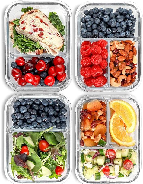 Amazon.com: FIT Strong &amp; Healthy Glass Meal Prep Containers, 2 &amp; 3 ...