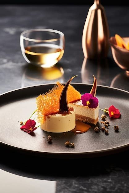 Premium Photo | A beautifully plated dessert with garnish created with ...