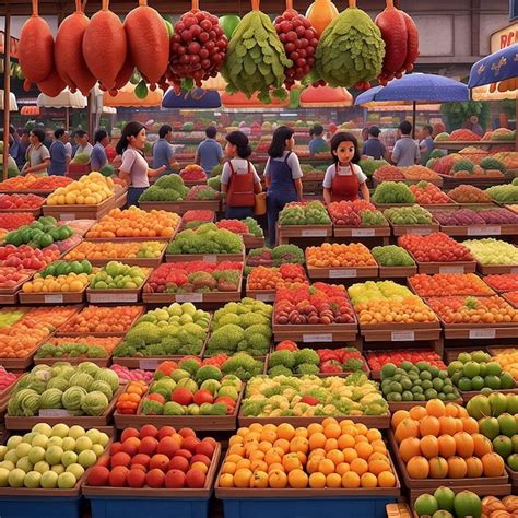 Premium AI Image | A Scene From A Photo Taken In A Bustling Food Market