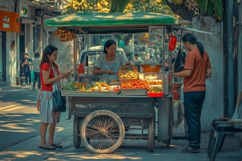 Street Vendor Serving Customers | Premium AI-generated image