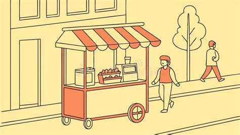 Lively Street Food Market Vector Illustration, Urban Culinary Scene ...