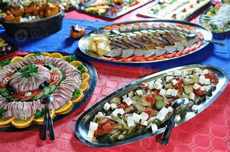 Catering food arrangement on table 10977465 Stock Photo at Vecteezy