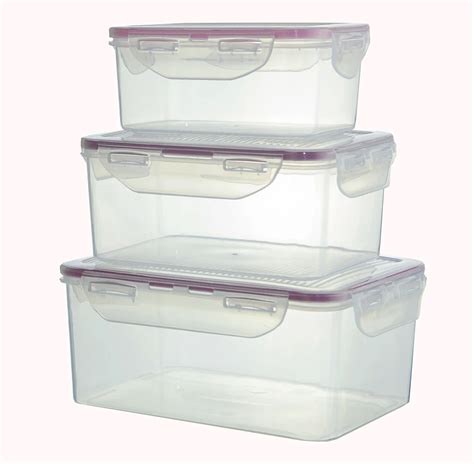 3 Pce Clear Food Storage Containers With Lids For Lunch 54oz 34oz 17oz ...