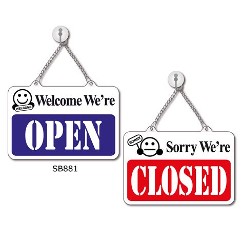 OPEN &amp; CLOSED PP DOOR SIGN BOARD WITH CHAIN &amp; SUCTION CUP 180X240MM (WE ...