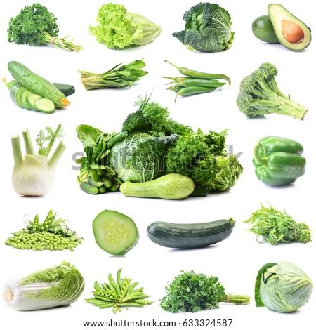Set Fresh Green Vegetables Isolated On Stock Photo 93583615 - Shutterstock