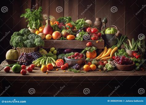 Fresh Ingredients on Wooden Countertop Stock Photo - Image of organized ...