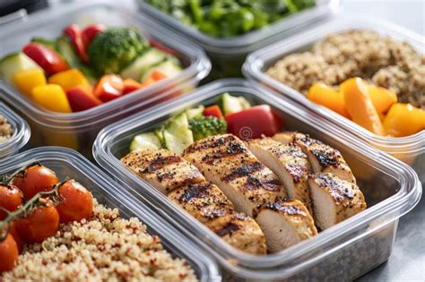 Healthy Meal Prep Containers Filled with Grilled Chicken, Fresh ...
