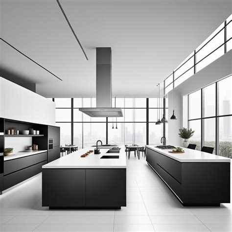 visualize a double height space with individual cooking stations ...