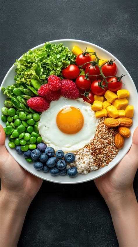 Colorful Healthy Food Plate with Fresh Ingredients Generative AI Stock ...