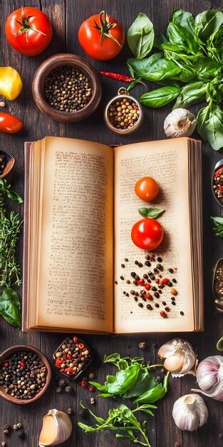 Cookbook open with fresh ingredients on the table | Premium AI ...