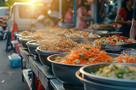 Premium Photo | Vibrant and bustling street food market in a lively ...