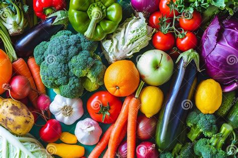Fresh and Colorful Assortment of Fruits and Vegetables Stock Photo ...