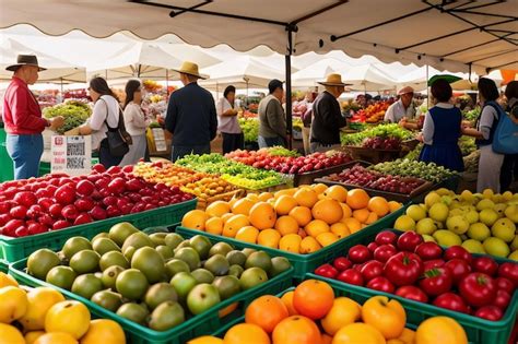 Premium AI Image | Farmers Market Display of Fresh Organic Produce