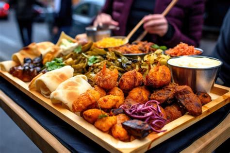 Close-up Shot of Delicious Street Food on a Serving Tray Stock ...