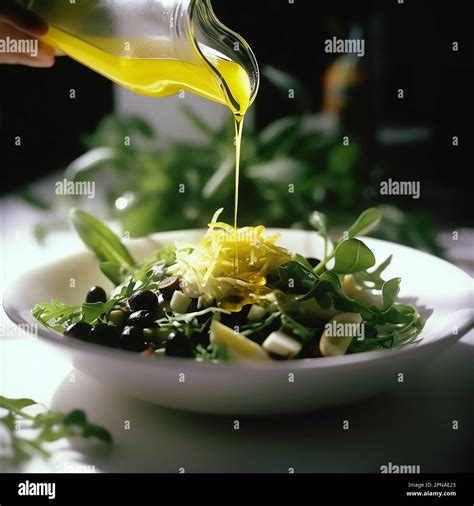 Food photography of drizzle olive oil on michelin restaurant gourmet ...
