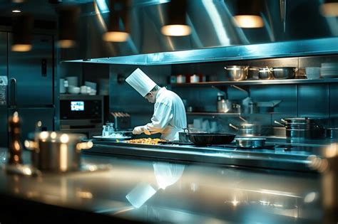 Professional chef preparing dish in restaurant kitchen | Premium AI ...