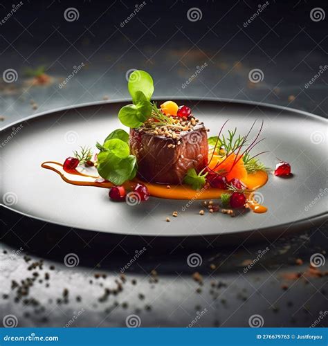 Beautifully Plated Gourmet Dish. Culinary Artistry and Presentation ...