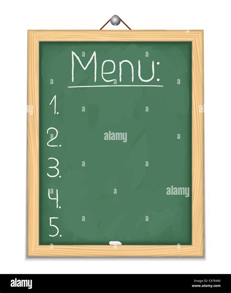 Vertical blackboard with menu Stock Photo - Alamy