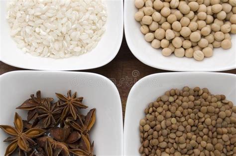 Colorful Food Ingredients on Wood Table Stock Image - Image of brown ...