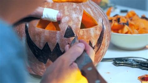 Close-up Hands Using Sharp Knife Cut Stock Footage Video (100% Royalty ...