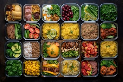 Neatly Arranged Meal Prep Containers Stock Illustration - Illustration ...