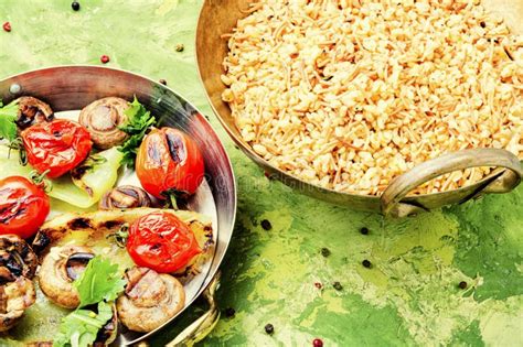 Grilled Colorful Vegetables with Jasmine Rice Stock Image - Image of ...