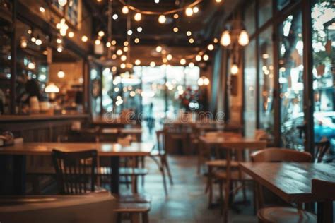 Interior of a Bustling Restaurant with Many Tables and Chairs. Suitable ...