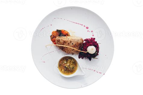 White plate with food isolated on a transparent 21938726 PNG