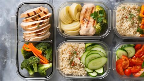 Premium Photo | Healthy Meal Prep Containers with Balanced Food on ...