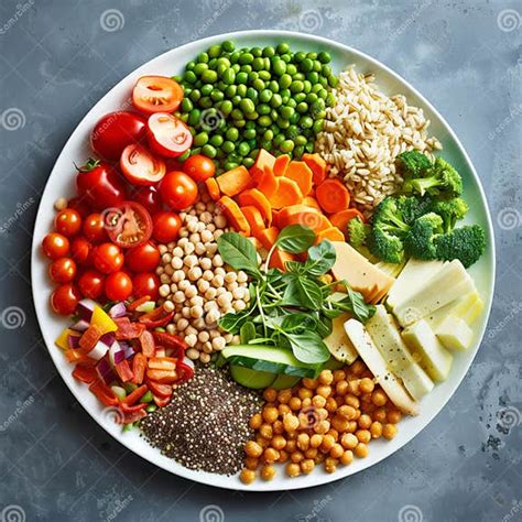 Nutritious Balanced Meal Plate with Fresh Veggies Stock Illustration ...