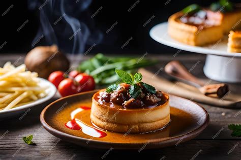 Premium AI Image | food on a plate with steam rising from the top.