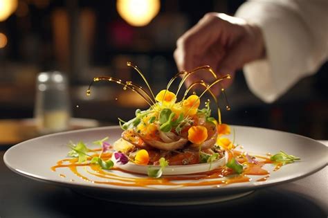 Premium Photo | A chef presenting a beautifully plated dish Generative ai