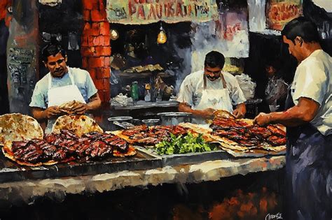 Street Food Vendors Preparing Delicious Meal in a Busy Market | Premium ...