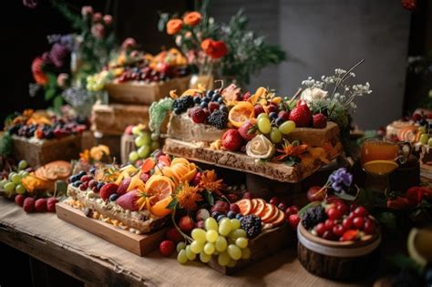 Premium AI Image | Edible arrangement of beautiful food with natural ...