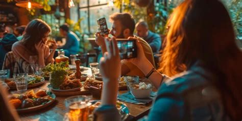Premium Photo | Influencer capturing their friends dining experience at ...