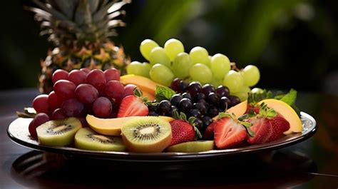 Premium AI Image | Artfully Arranged Fruit Platter with Grapes
