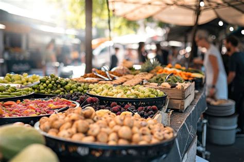 Vibrant and Bustling Street Food Market in a Lively City. Generative AI ...