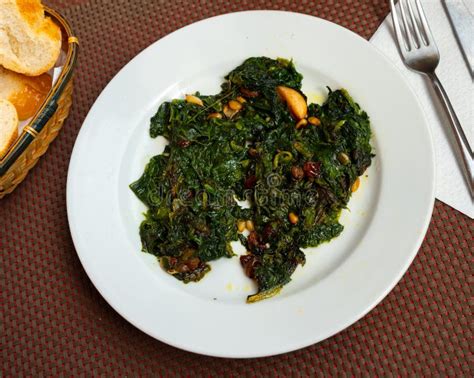 Traditional Regional Spanish Dish is Spinach in Catalan Stock Image ...