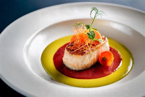 Beautifully Plated Gourmet Dish Modern White Ceramic Plate Stock Photos ...