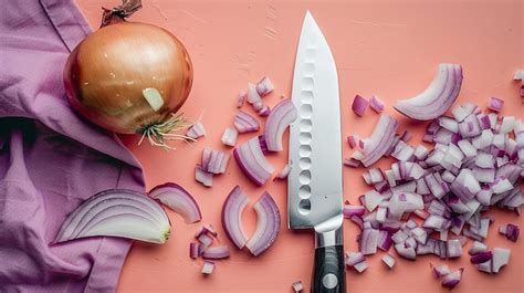Portrait of Dicing an Onion with a Chefs Knife | Premium AI-generated image