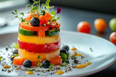 A Stunning Layered Salad with Vibrant Vegetables and Garnishes ...