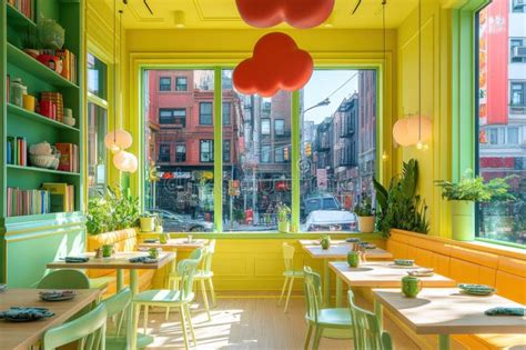 Experience a Bright and Colorful Dining Adventure in a Cozy Urban ...